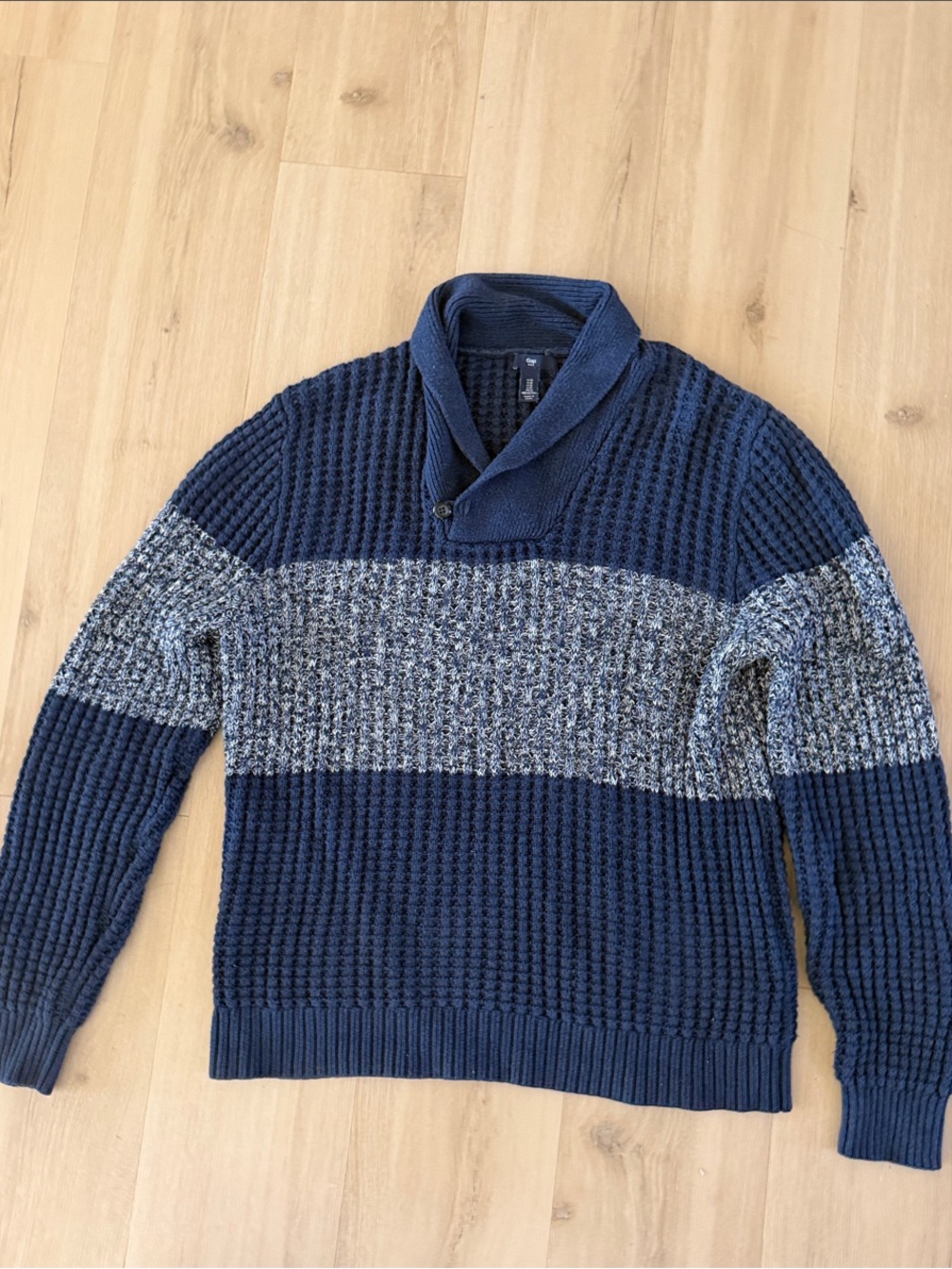 GAP 100% Cotton Men's Navy Knit Sweater with Stripe